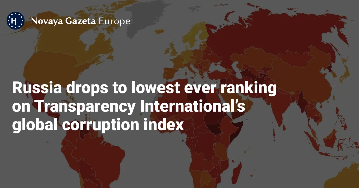 Russia drops to lowest ever ranking on Transparency International’s ...