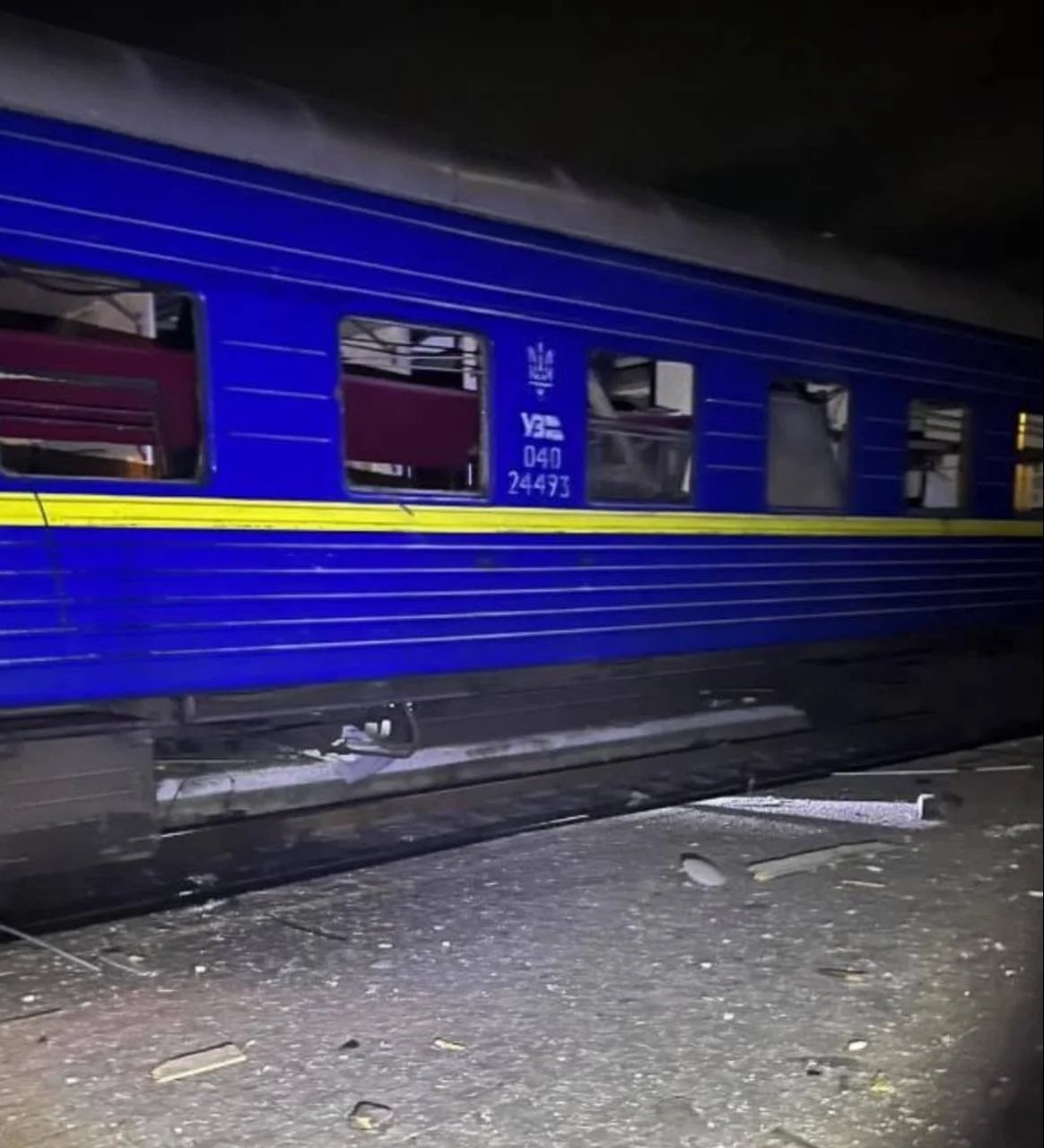 A train due to evacuate civilians from Kherson was destroyed in the attack. Photo: social media
