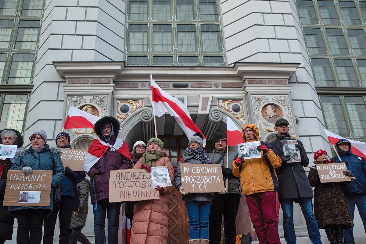 Акция протеста в поддержку Анджея Почобута в Гданьске, 8 февраля 2023 года. Фото: Agnieszka Pazdykiewicz / SOPA Images / LightRocket / Getty Images