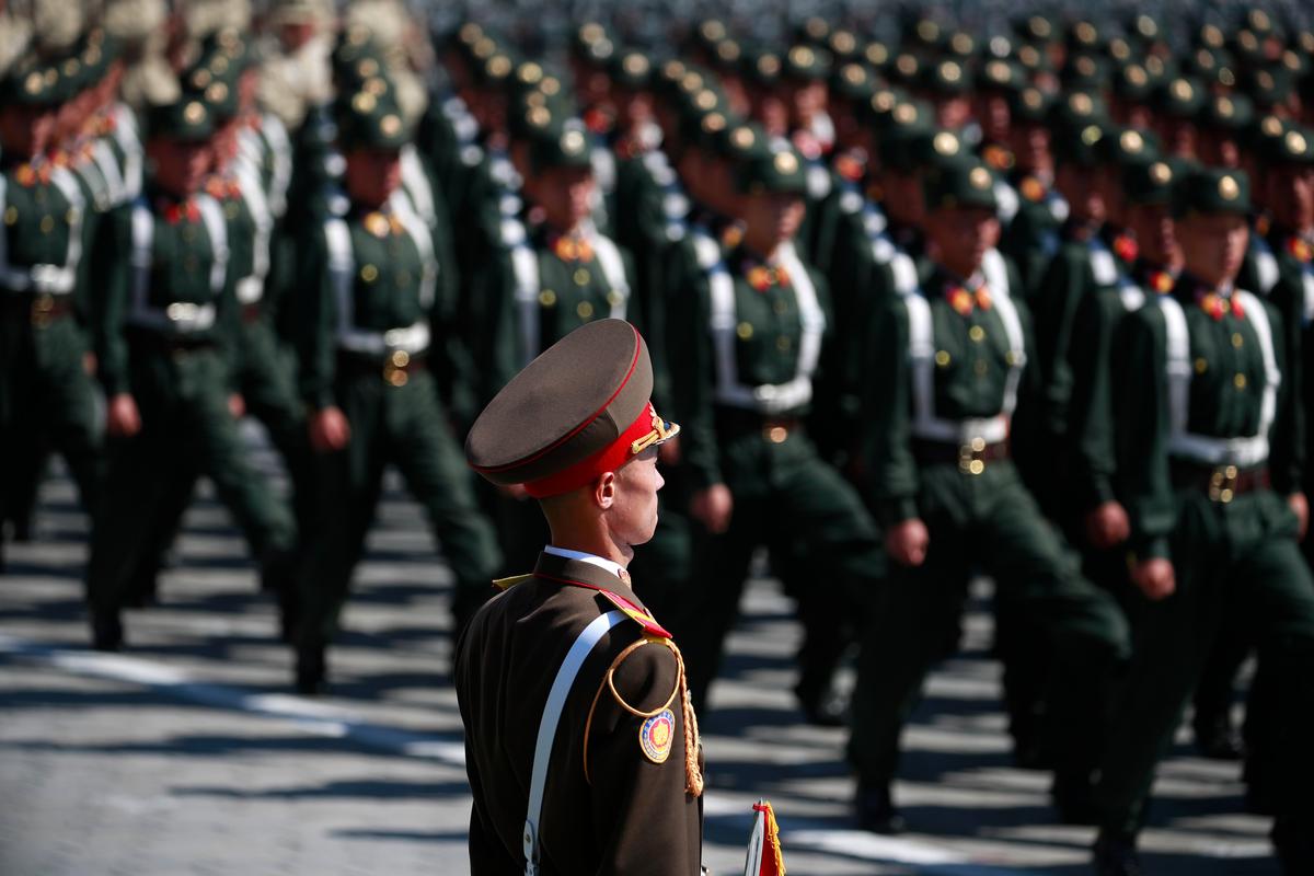 North Korea soldiers march during a parade celebrating the 70th anniversary of the country’s founding in Pyongyang, North Korea. Photo: EPA-EFE / HOW HWEE YOUNG