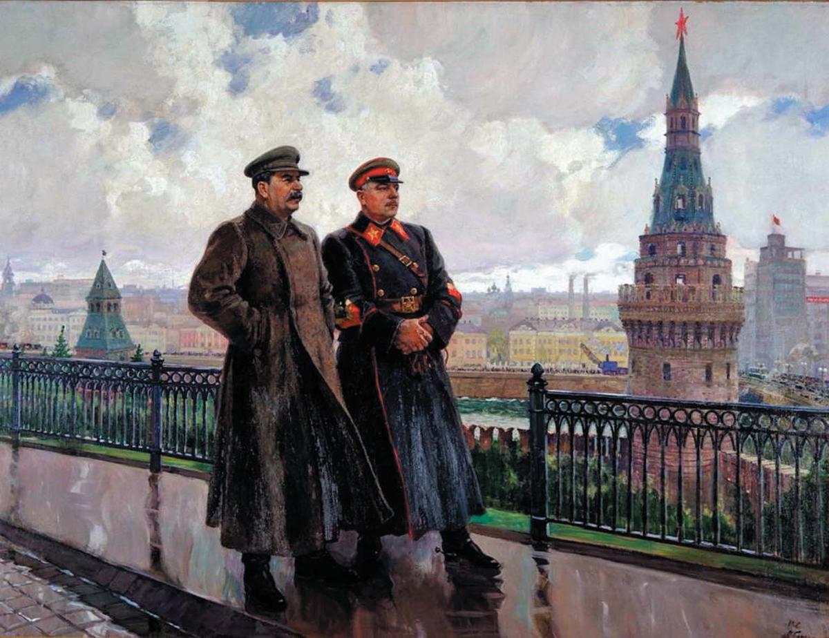 Картина Александра Герасимова «И. В. Сталин и К. Е. Ворошилов в Кремле», 1938 год. Источник: Wikimedia