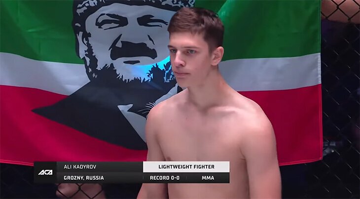 Eli (Ali) Kadyrov's debut MMA fight in Moscow, December 2022. Photo: ACA MMA (on VK)