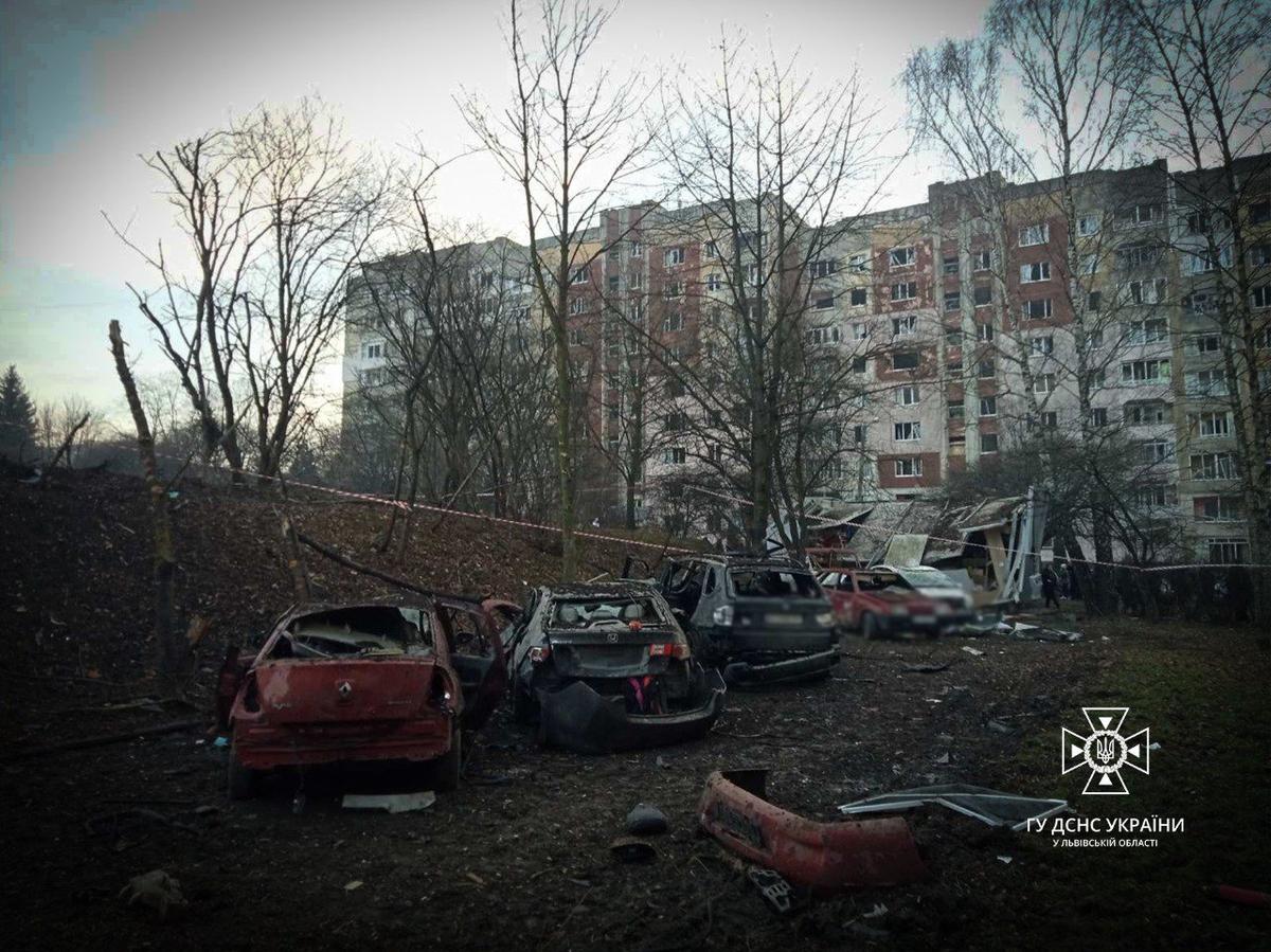 The aftermath of the attack on Lviv. Photo: State Emergency Service of Ukraine
