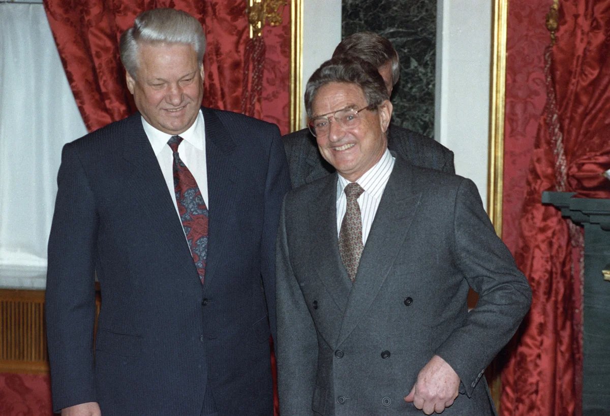 Boris Yeltsin with George Soros in the Kremlin, Moscow, 10 January 1993. Photo: Gennady Galperin / Reuters / Scanpix / LETA