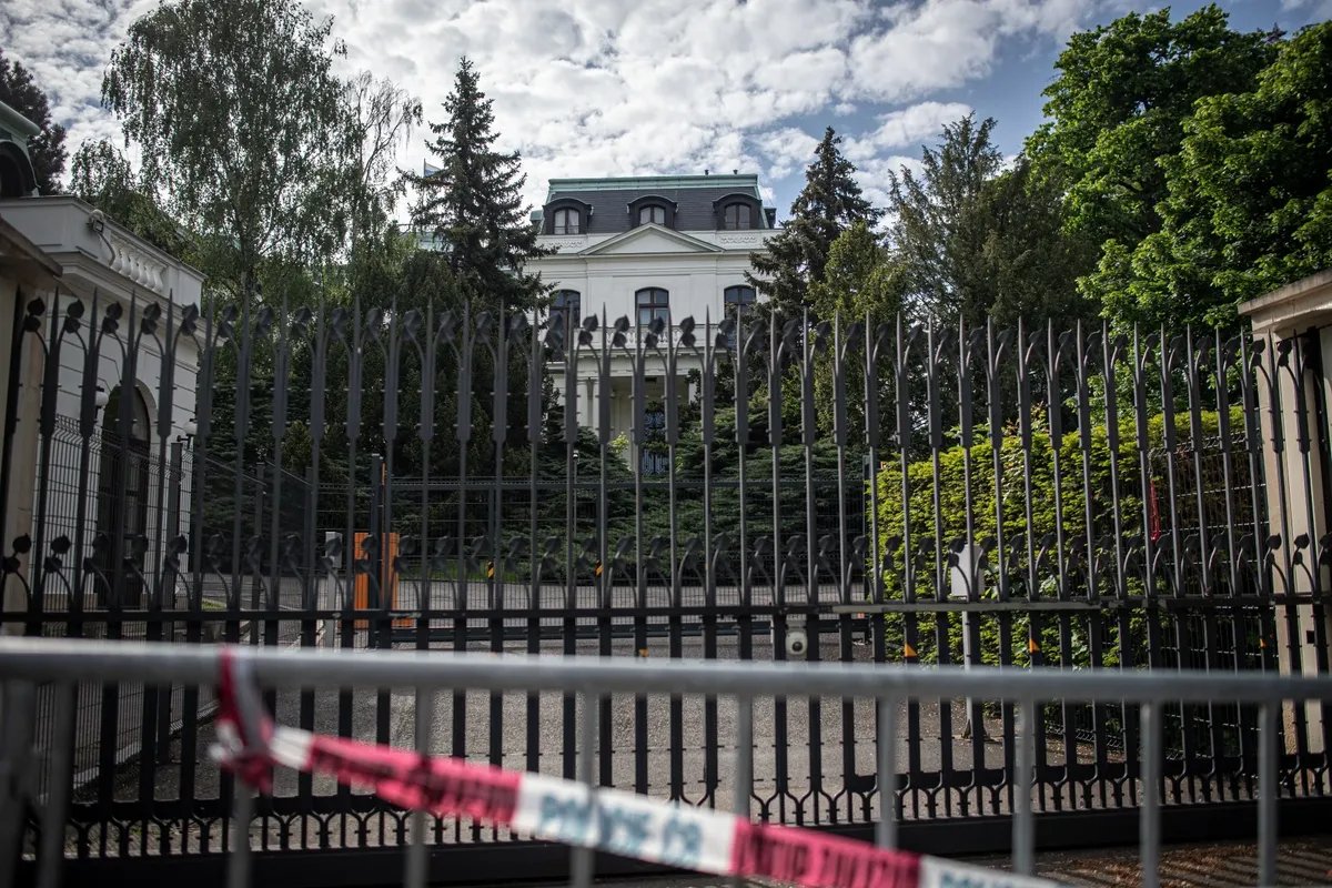 Russia’s embassy in Czechia. Photo: Lukas Kabon / Anadolu Agency / Getty Images