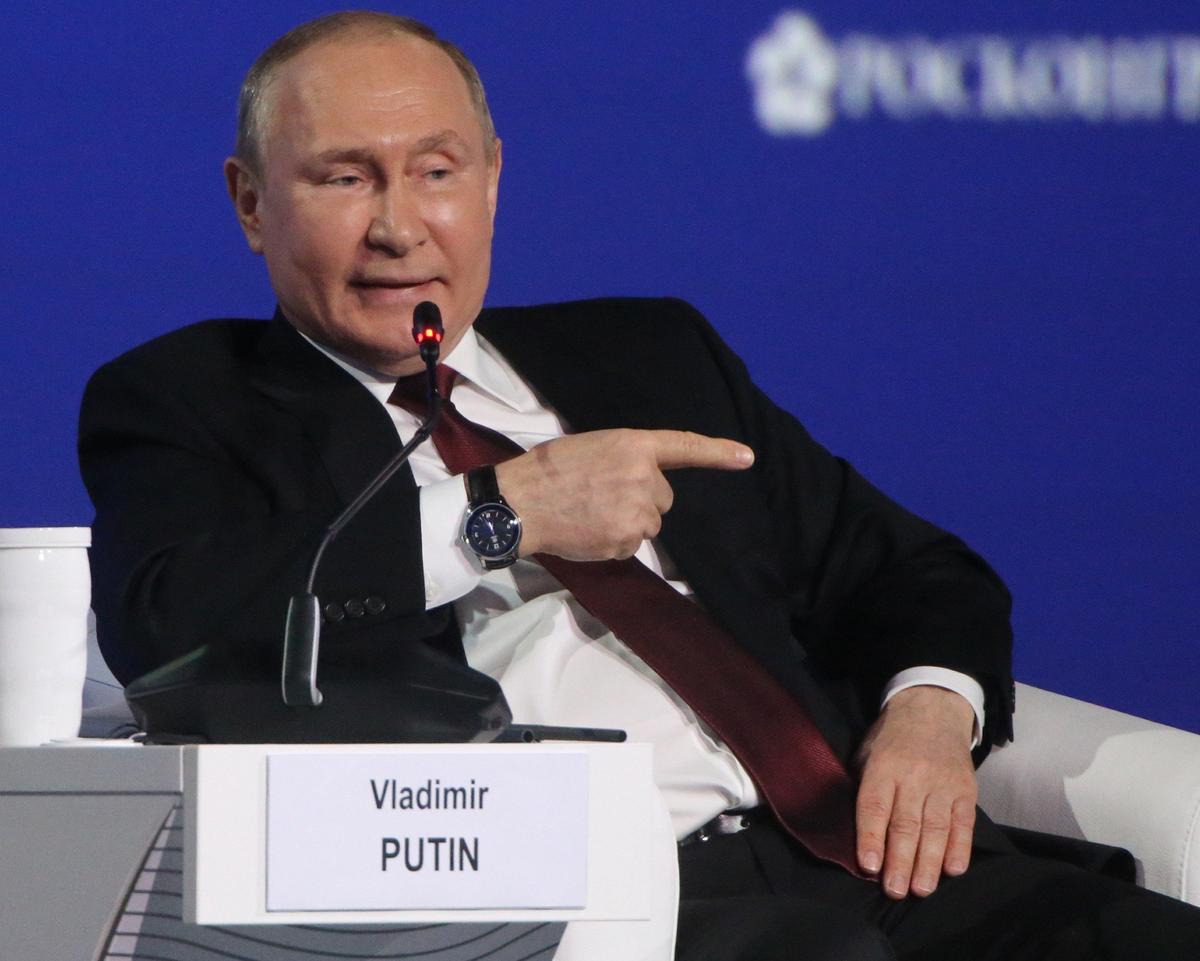 Владимир Путин во время выступления на Петербургском международном экономическом форуме, 2022 год. Фото: Contributor / Getty Images