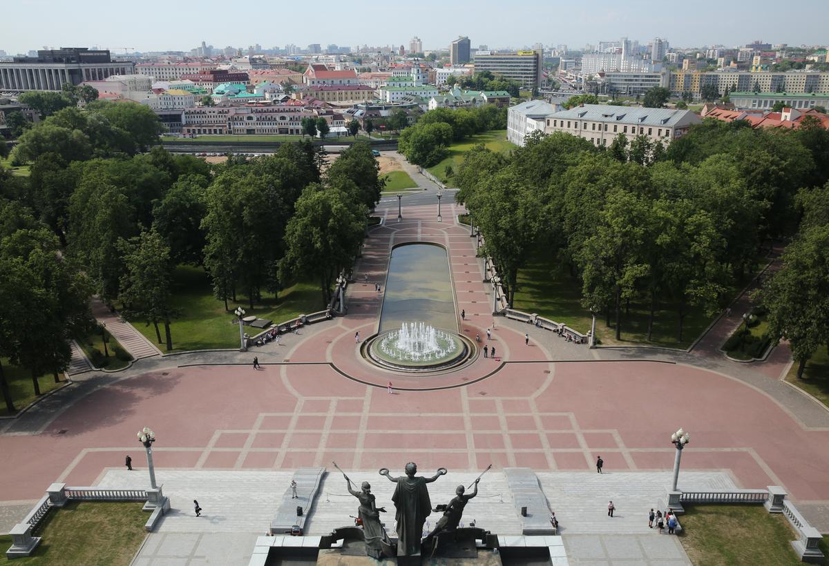 A view of central Minsk from the roof of the city’s Bolshoi Opera and Ballet Theatre. Photo: EPA-EFE / TATYANA ZENKOVICH