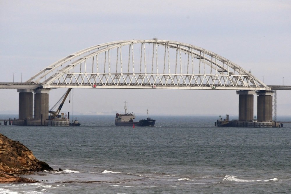 View of a bridge over Kerch Strait, connecting occupied Crimea and Russia. Photo: EPA-EFE/STRINGER