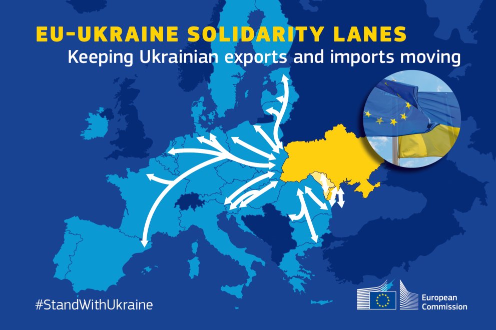 «Линии солидарности» внутри ЕС, помогающие сбывать украинское зерно. Фото: сайт Европейской комиссии