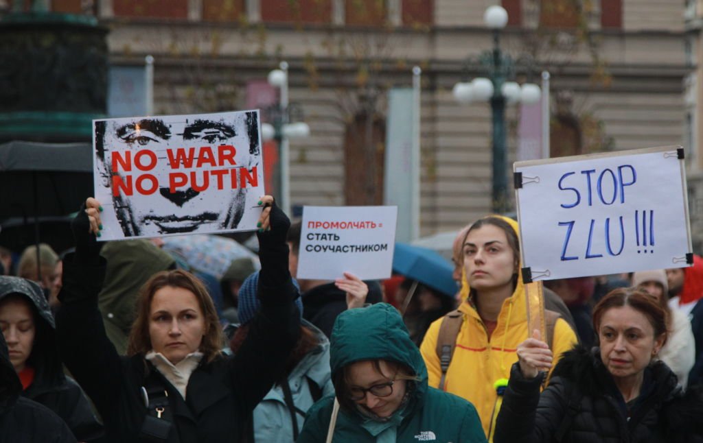 An anti-war rally in Belgrade, December 2022. Photo: Milos Miskov / Anadolu Agency / Getty Images