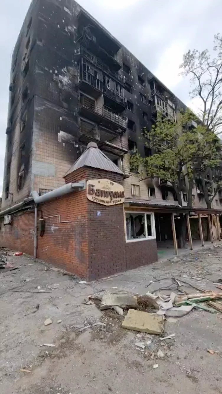 The northern side of the building shown in a video published on 13 May. Photo:  Telegram