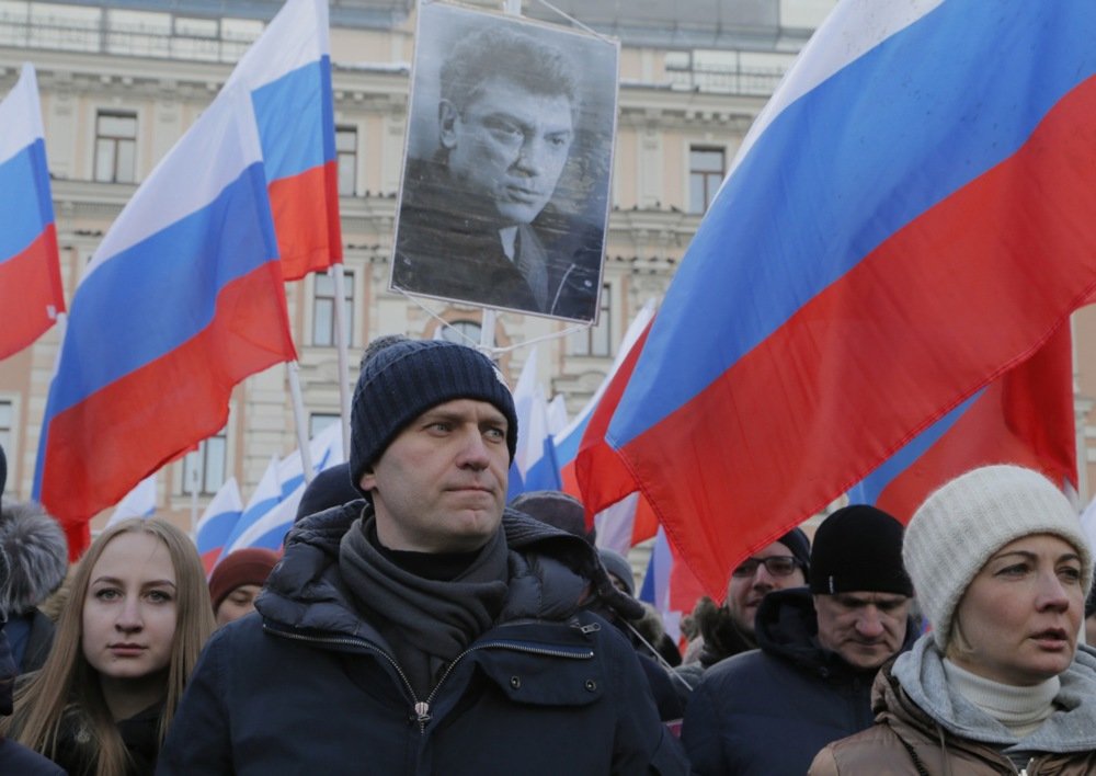 Alexey and Yulia Navalny at a rally in memory of Boris Nemtsov in February 2018. Photo: EPA-EFE/MAXIM SHIPENKOV