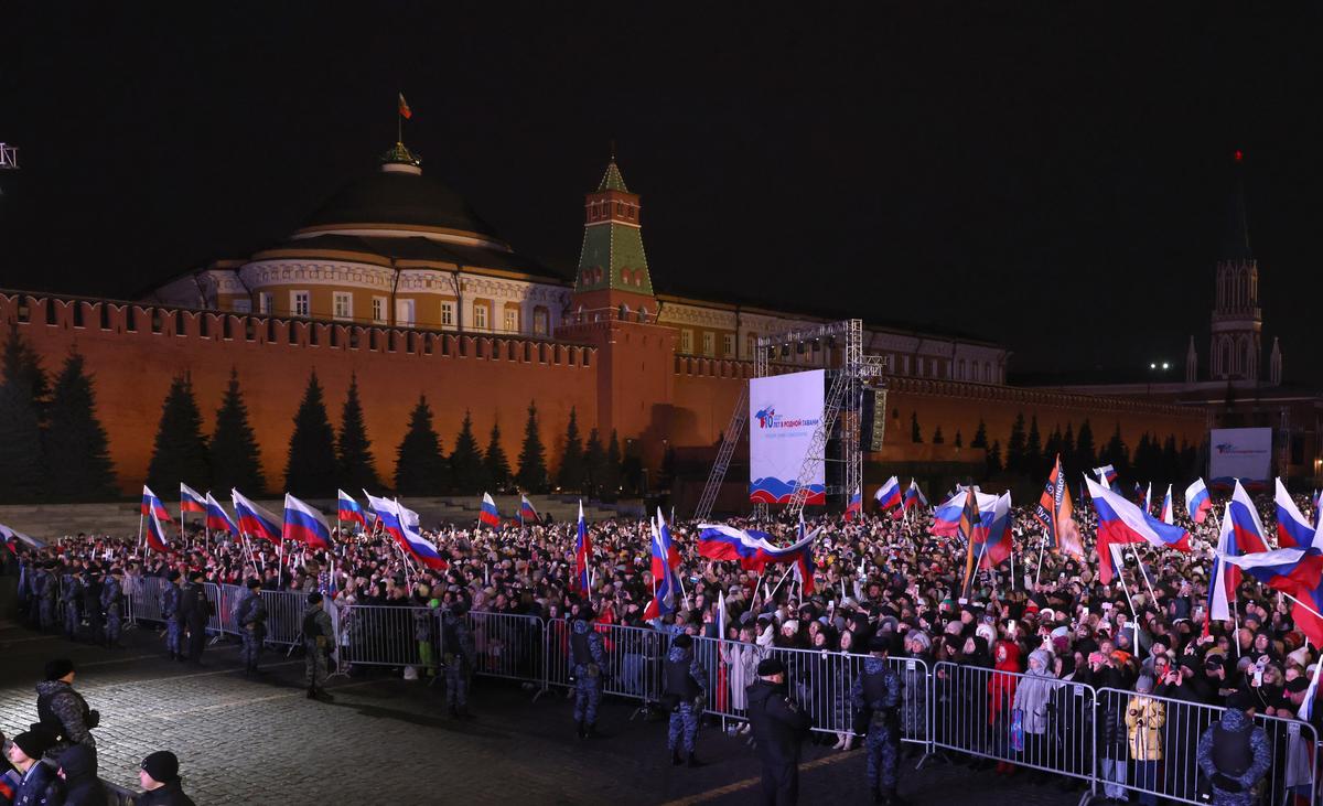 A concert on Red Square marking the 10th anniversary of Crimea's “reunification” with Russia, 18 March 2024. Photo: SERGEY ILNITSKY