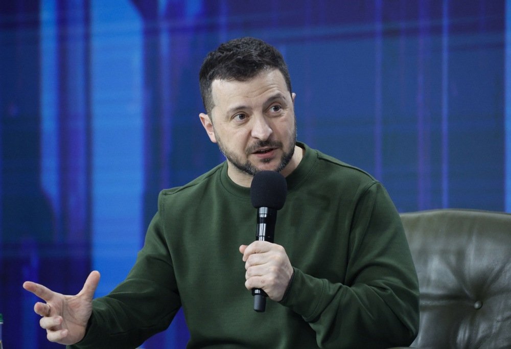 Volodymyr Zelensky at a forum in Kyiv in February 2024. Photo: EPA-EFE/SERGEY DOLZHENKO