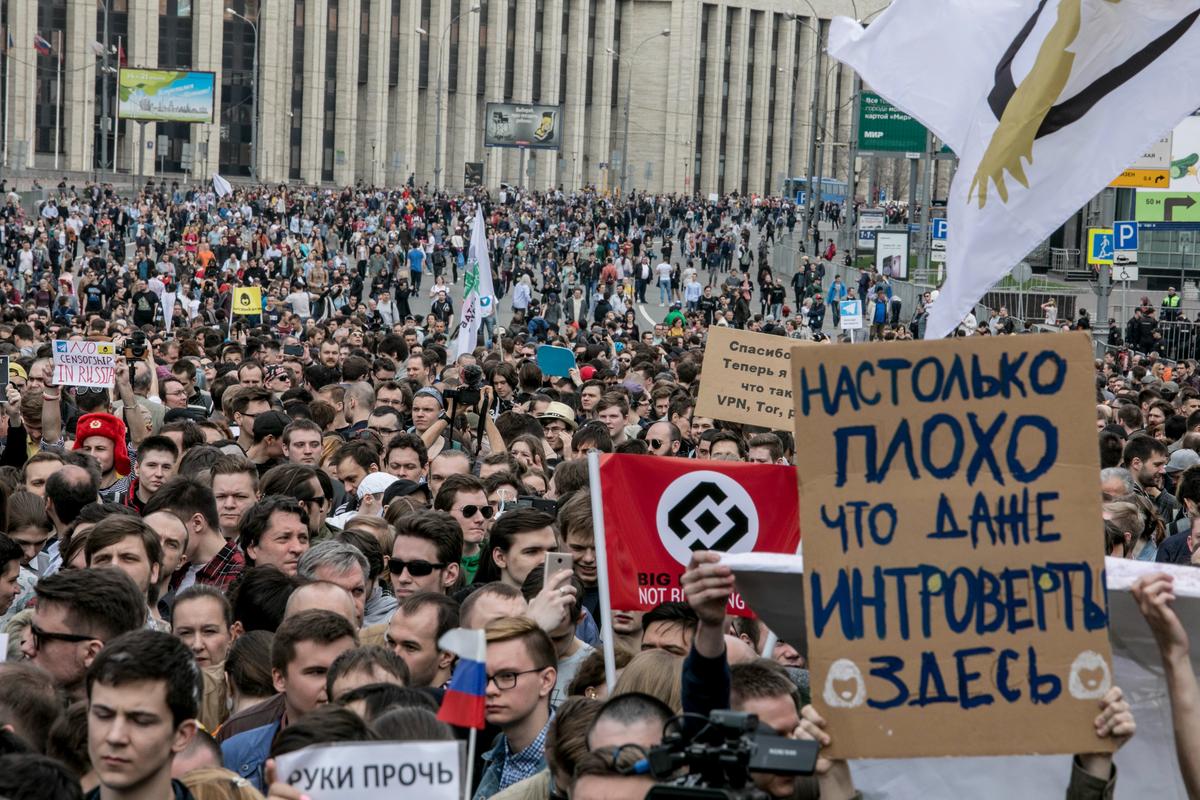 Протесты против блокировки Telegram. Москва, 2018 год. Фото: «Новая газета Европа»