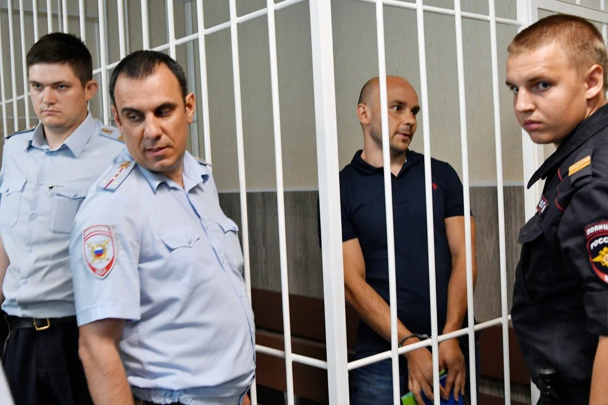 A court in Krasnodar delivers its verdict in Andrey Pivovarov’s trial for running an undesirable organisation, 15 July 2022. Photo: Anatoly Rodnikov / Kommersant / Sipa USA / Vida Press