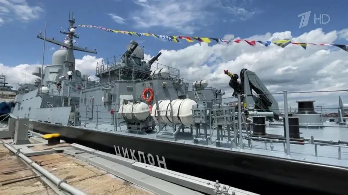 The Tsiklon Karakurt class small missile corvette in port. Photo: Channel One Russia