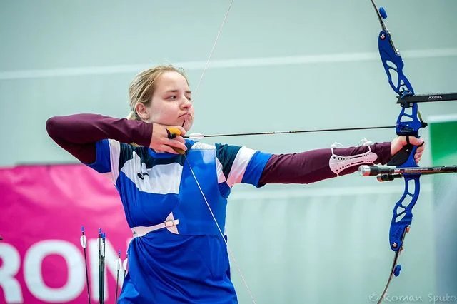 Karyna Kazlouskaya at a youth archery tournament in Piaseczno, Poland. Photo: Instagram