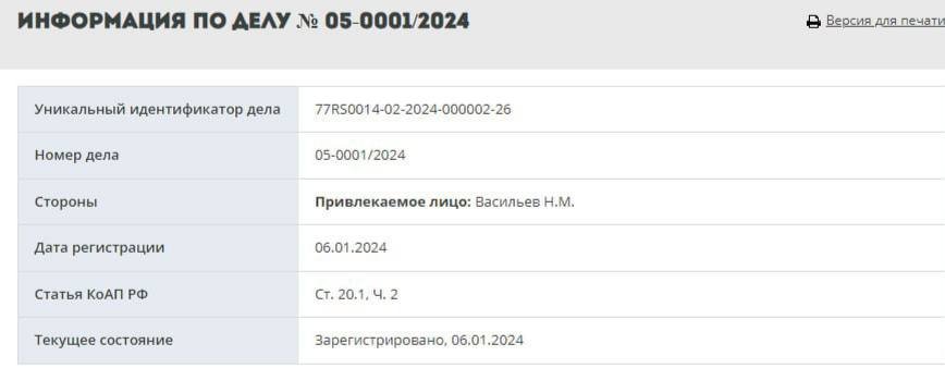 Скриншот: сайт Лефортовского районного суда Москвы