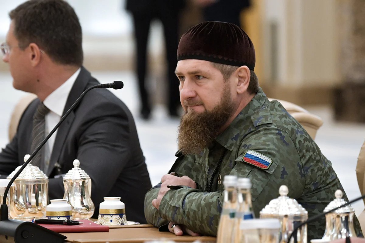Kadyrov (right) at a meeting with Vladimir Putin and the Crown Prince of Abu Dhabi, UAE, 15 October 2019. Photo: Alexey Nikolsky / Sputnik / Kremlin / EPA-EFE