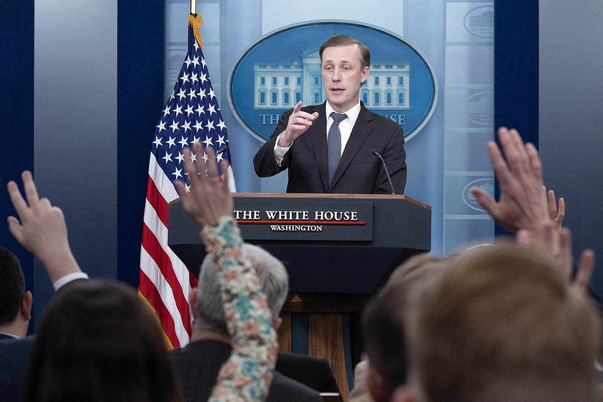 Джейк Салливан, советник по национальной безопасности США, обращается к журналистам во время пресс-конференции в зале для брифингов в Белом доме в Вашингтоне, округ Колумбия, США, 12 марта 2024 года. Фото: Tom Brenner / EPA-EFE
