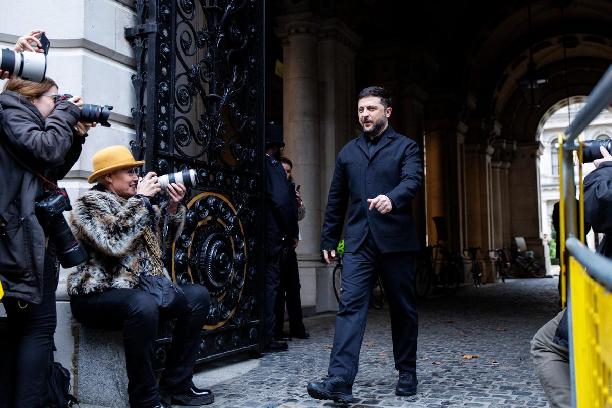 Ukrainian President Volodymyr Zelensky at 10 Downing Street, London, 8 December 2025. Photo: EPA / TOLGA AKMEN