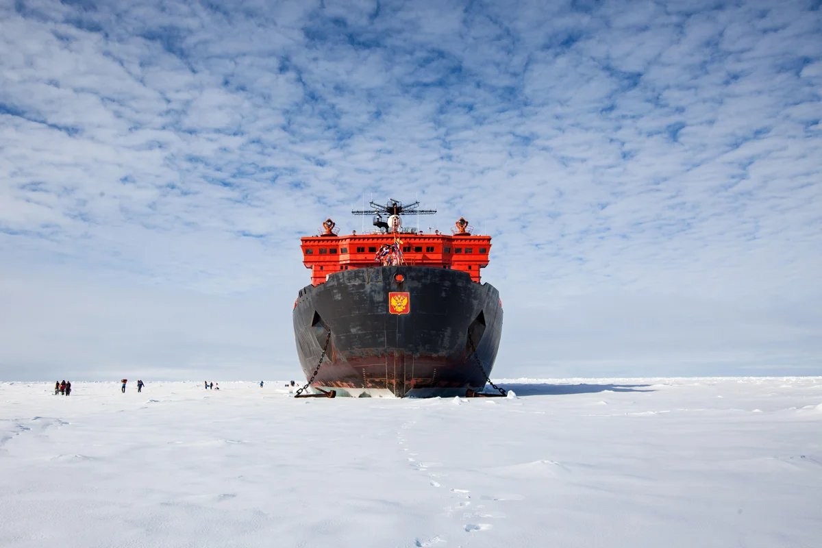 A Russian ice breaker at the geographic North Pole, 21 June 2016. Photo: Samantha Crimmin / Alamy / Vida Press