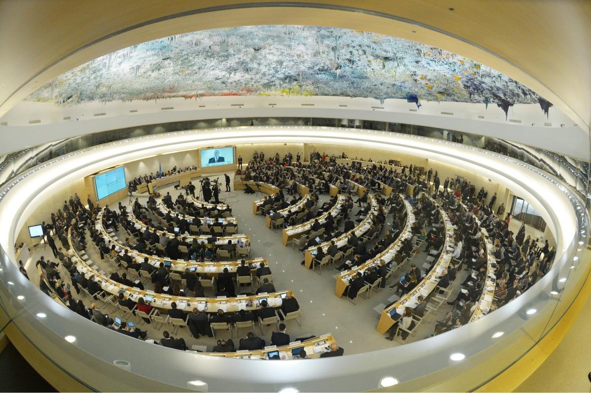 Зал заседаний Совета по правам человека ООН, Женева. Фото: Rainer Jensen / picture alliance / Getty Images
