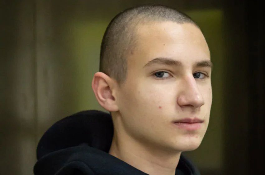 Yegor Balazeykin, a 17-year-old from St. Petersburg who was sentenced to six years in prison on terror charges for throwing a Molotov cocktail that failed to ignite at a military recruitment office. Photo: Telegram