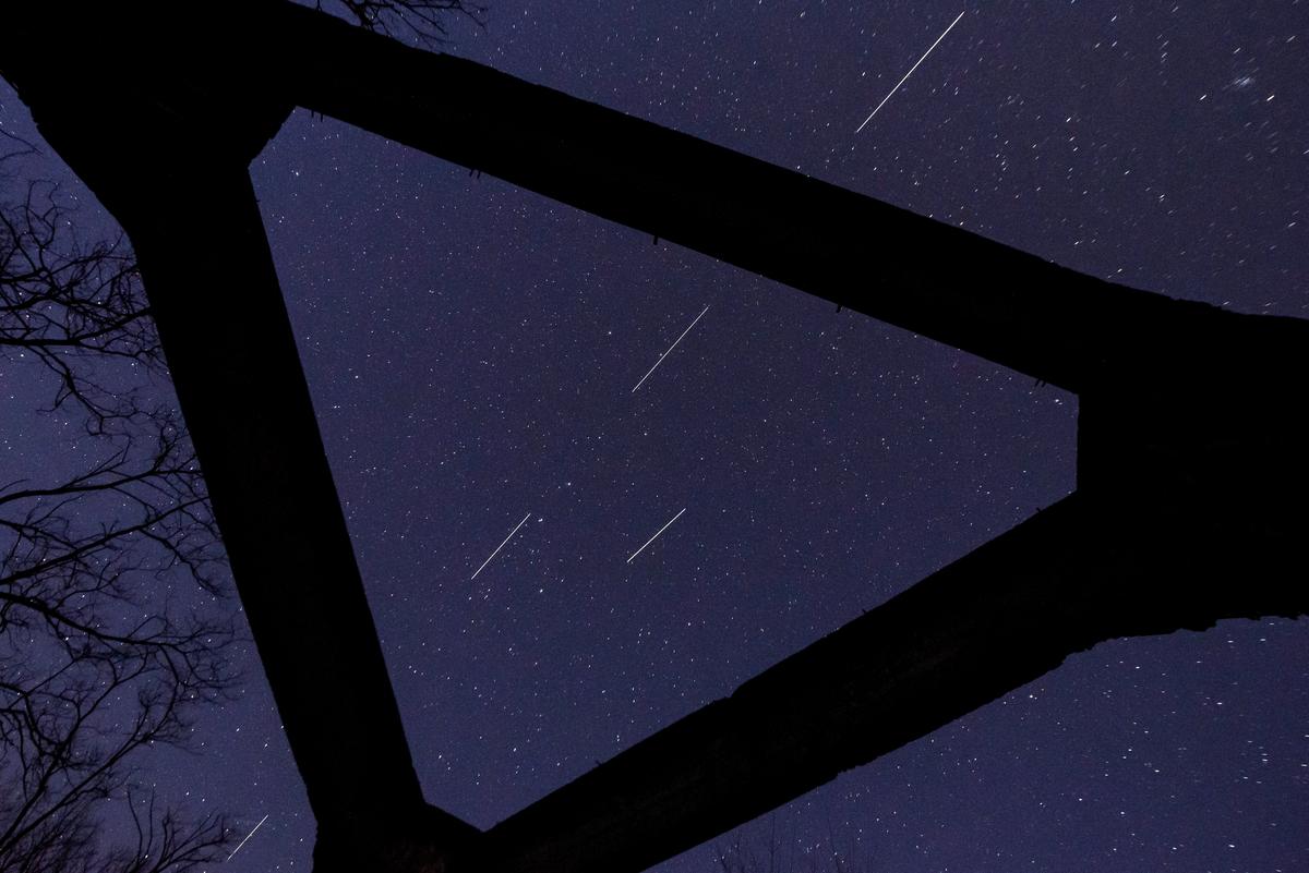 Starlink satellites in the sky above Salgotarjan, Hungary, 20 April 2020. Photo: EPA-EFE/PETER KOMKA HUNGARY OUT