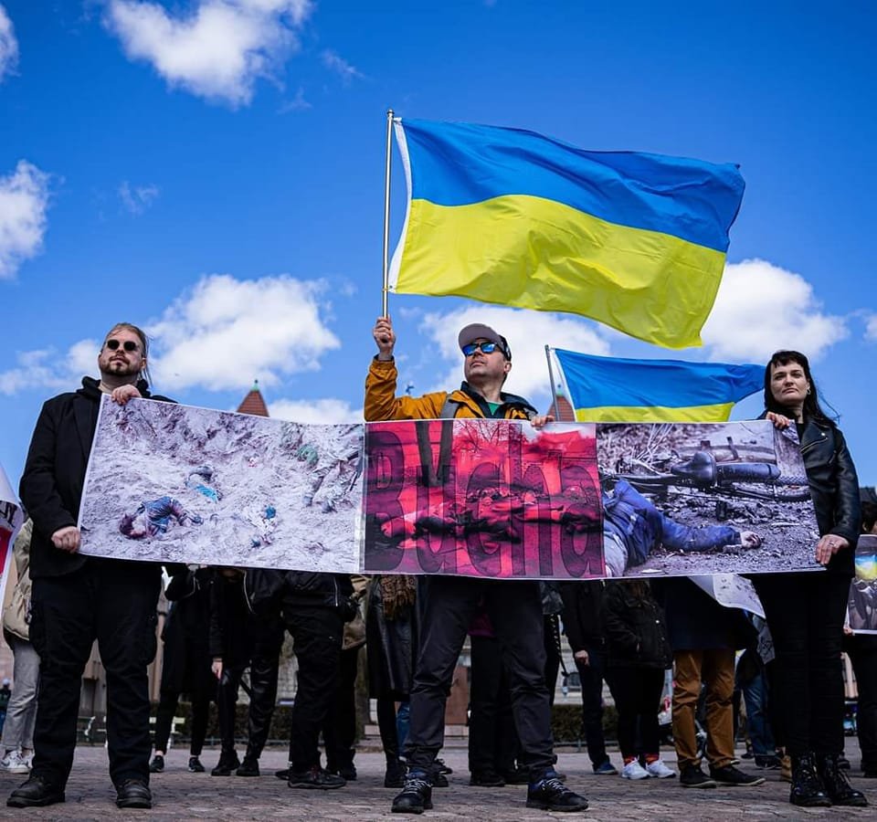 Фото: Петр Трофимов на акции в Хельсинки 9 мая 202 года/соцсети активиста