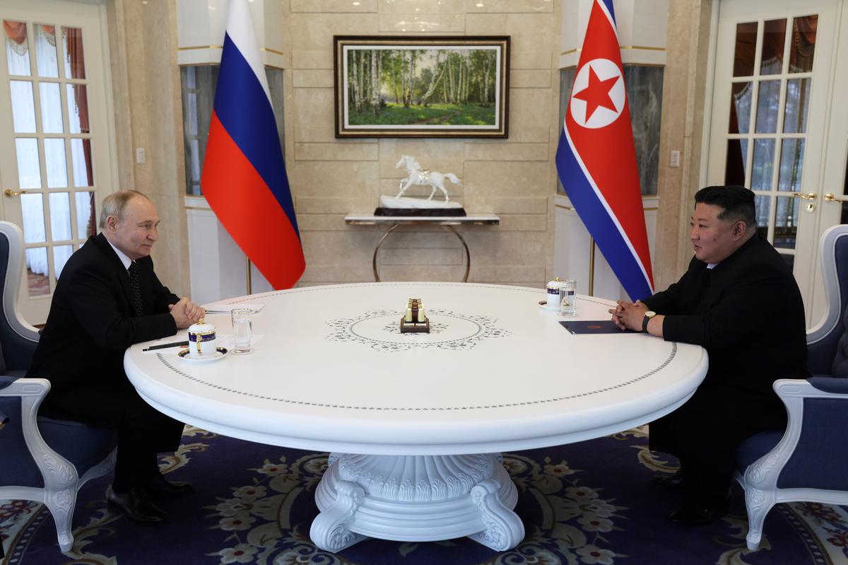 Putin and Kim hold talks at the Kumsusan Palace of the Sun in Pyongyang, North Korea, 19 June 2024. Photo: EPA-EFE/GAVRIIL GRIGOROV / SPUTNIK / KREMLIN POOL