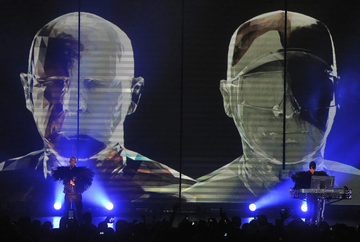 The Pet Shop Boys perform at Crocus City Hall, Moscow, 5 June 2013. Photo: Pyotr Kassin / Kommersant / Sipa USA / Vida Press