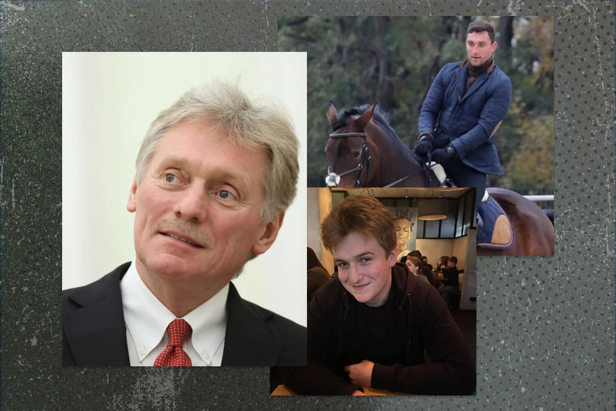 Dmitry Peskov and his sons Nikolay (top) and Mika (bottom). Photo: Sergey Bobylyov / Sputnik / Kremlin / EPA-EFE;  Facebook ;  Instagram