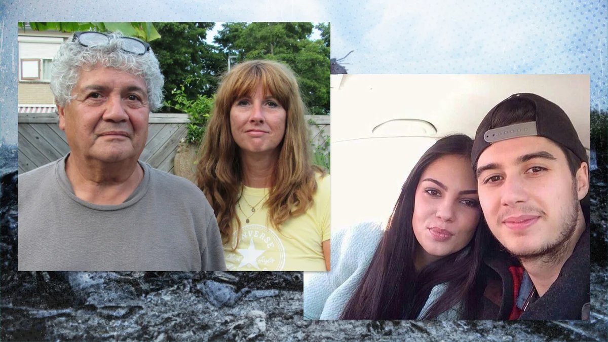 Left: Rob and Silene Fredriksz. Photo: Yekaterina Glikman. Right: Daisy Oehlers and Bryce Fredriksz. Collage: Novaya Gazeta Europe / Alyona Zykina, EPA