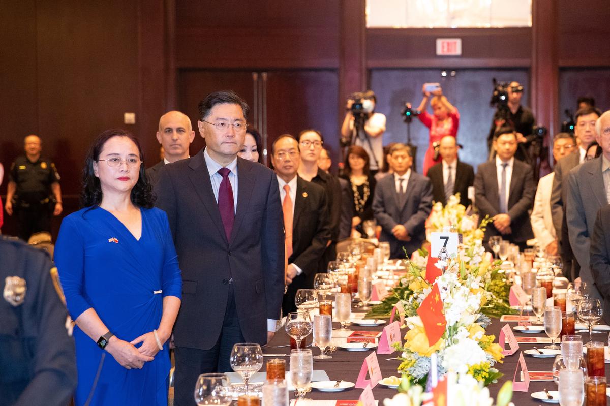 Qin Gang attends the Dragon Boat Festival banquet on June 3, 2022 in Houston, Texas during his term as ambassador to the US. Photo by Liao Pan/ Getty Images