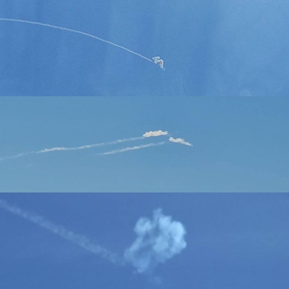 Следы от ракет в небе Одессы. Фото:  Telegram