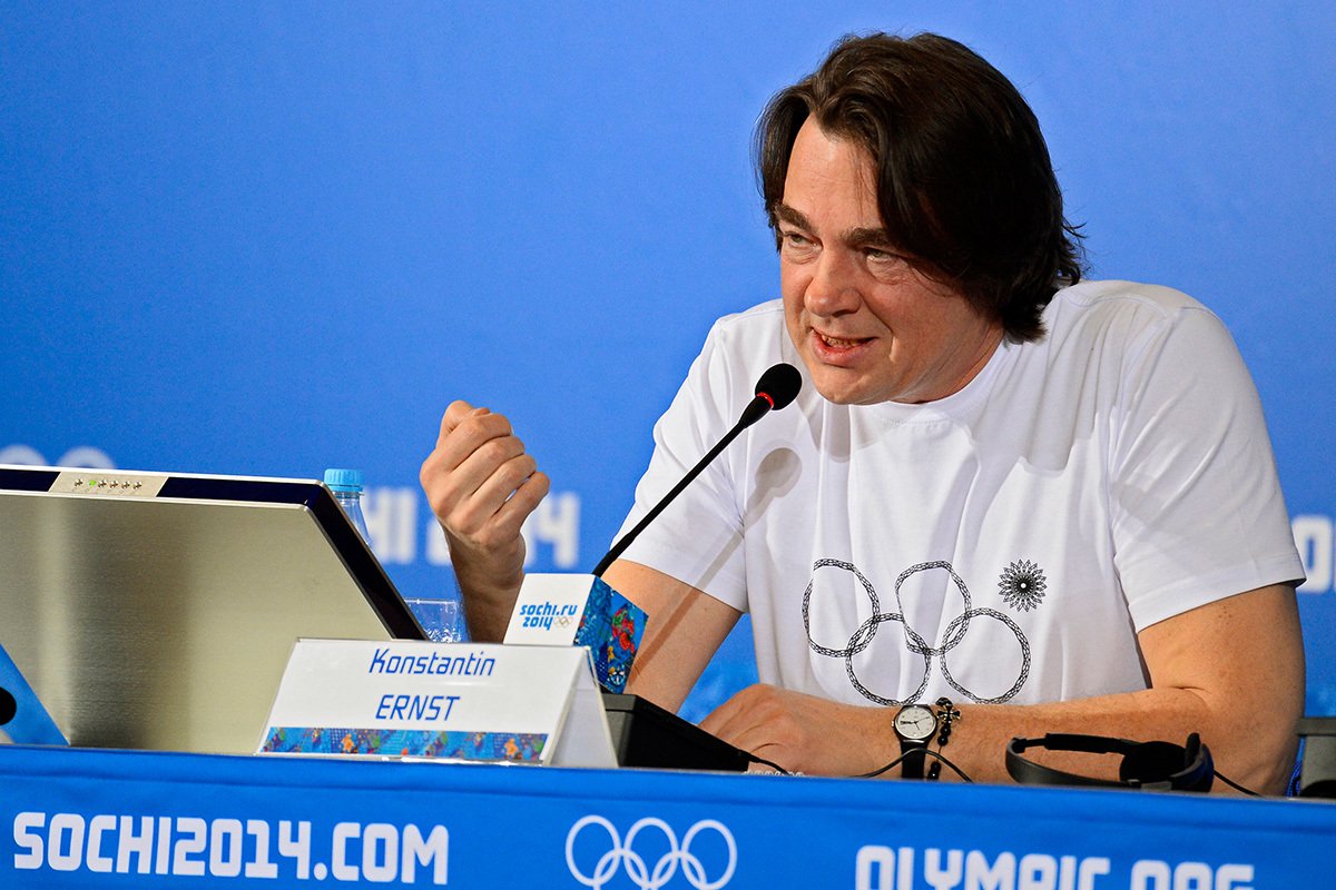 Константин Эрнст на пресс-конференции, посвященной церемонии закрытия Олимпийских игр 2014 года в Сочи, 23 февраля 2014 года. Фото: Larry W. Smith / EPA
