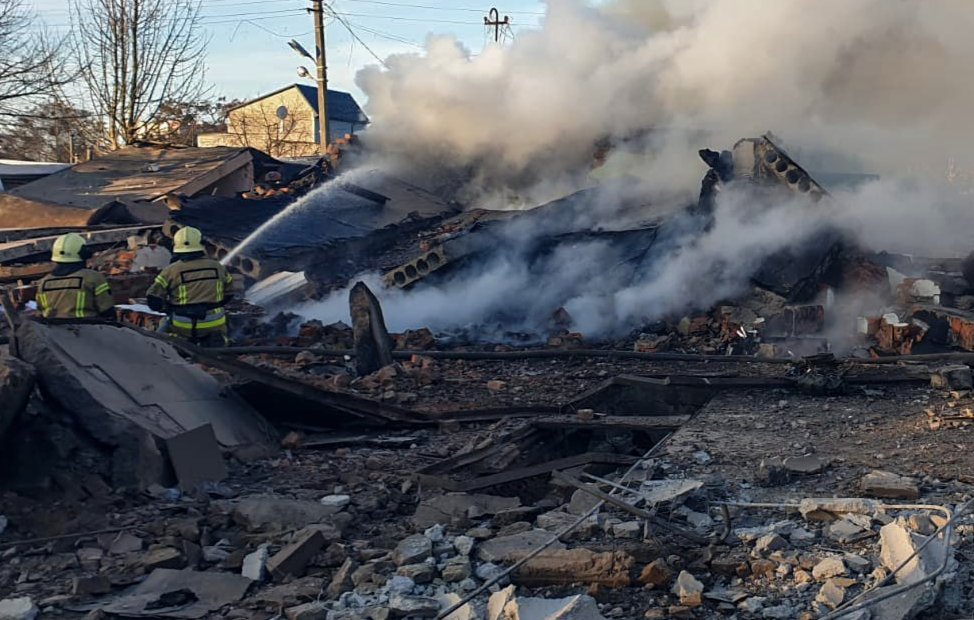 The aftermath of the Russian attack on Ukraine’s western Lviv region. Photo: State Emergency Service of Ukraine