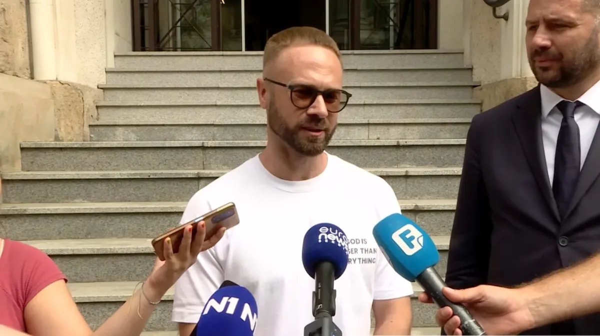 Andrey Gnyot speaks to reporters after the court’s decision in Belgrade, Serbia, 11 September 2024. Photo: N1