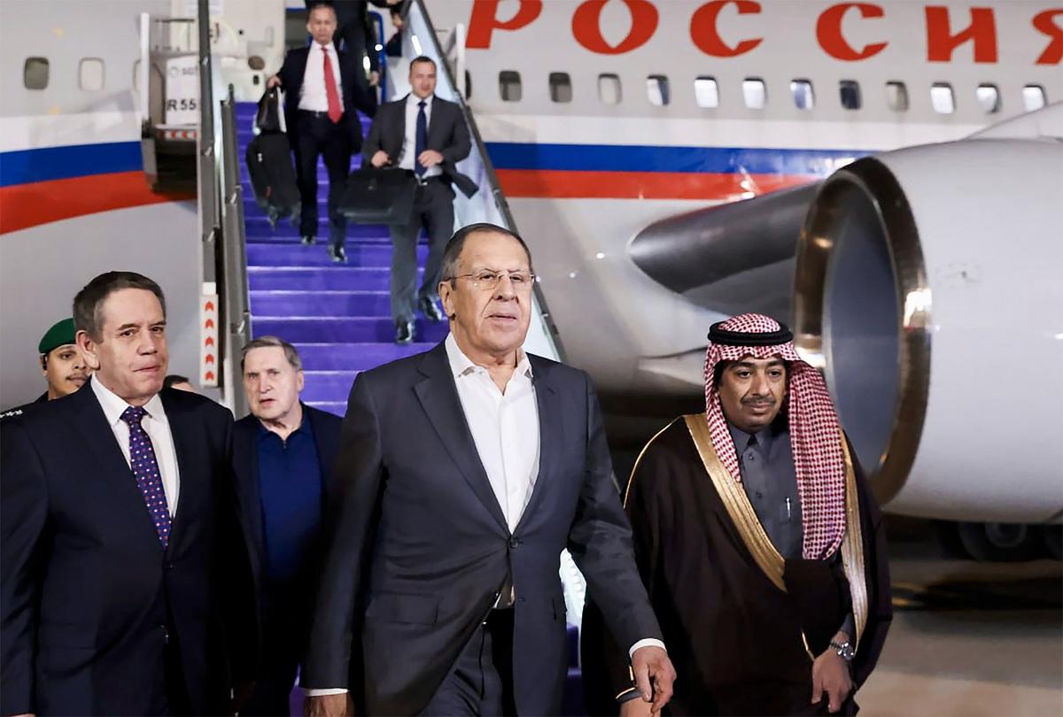 Russian Foreign Minister Sergey Lavrov and presidential aide Yury Ushakov arrive in Riyadh, Saudi Arabia, 17 February 2025. Photo: EPA-EFE/RUSSIAN FOREIGN MINISTRY PRESS SERVICE