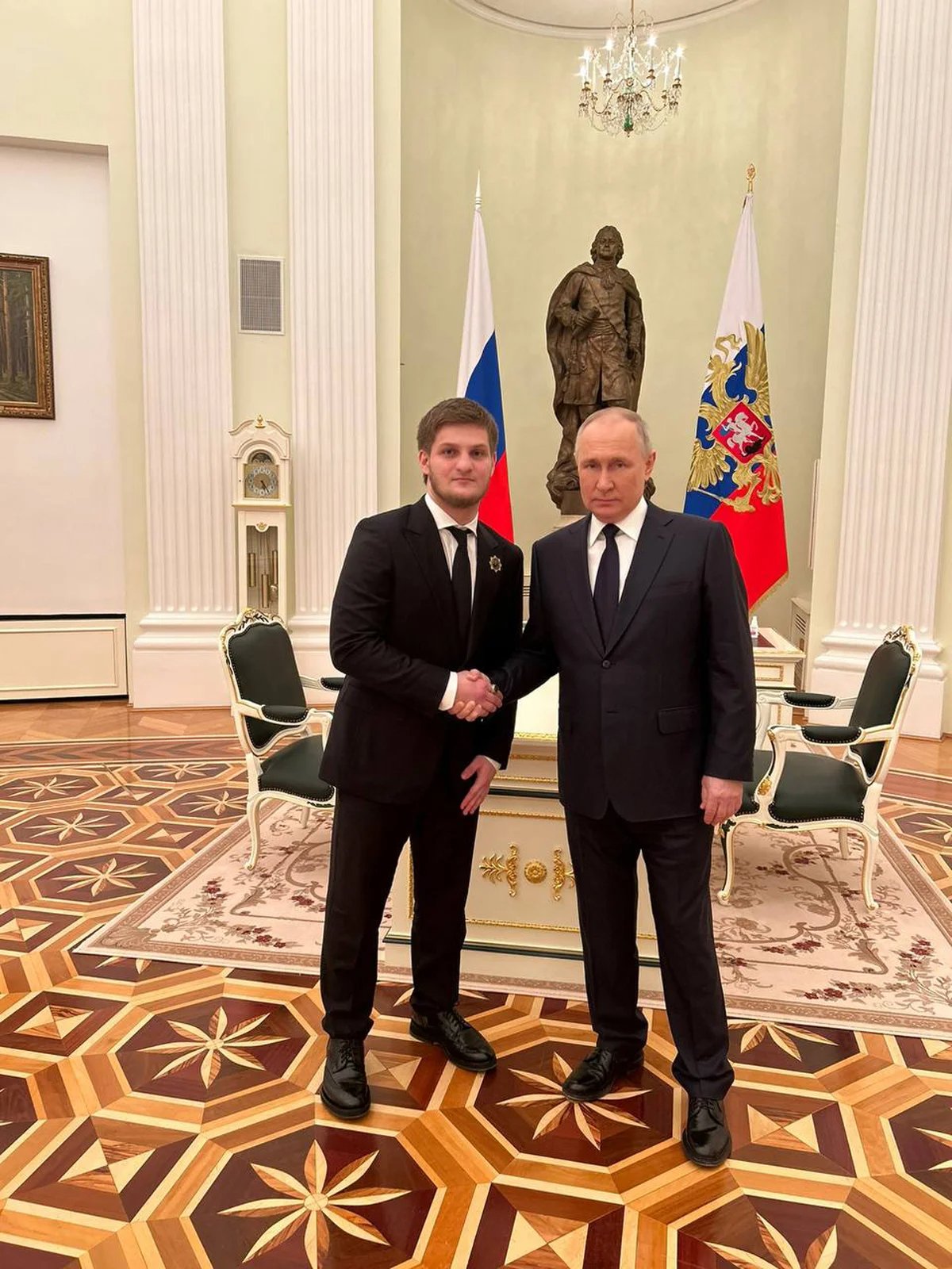 Ramzan Kadyrov’s son Akhmad meets Vladimir Putin, 3 March 2023. Photo: Ramzan Kadyrov’s Telegram channel
