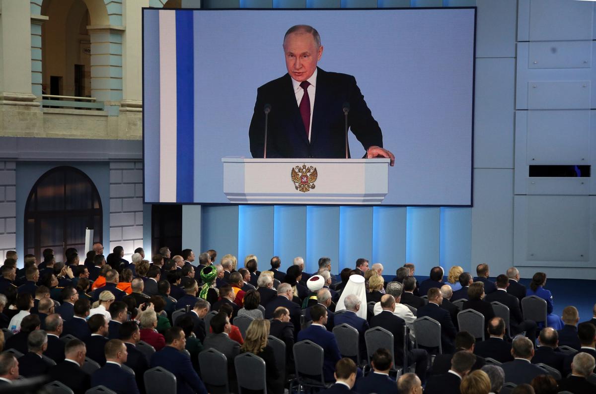 Vladimir Putin’s address to the Federal Assembly. Photo: Getty Images