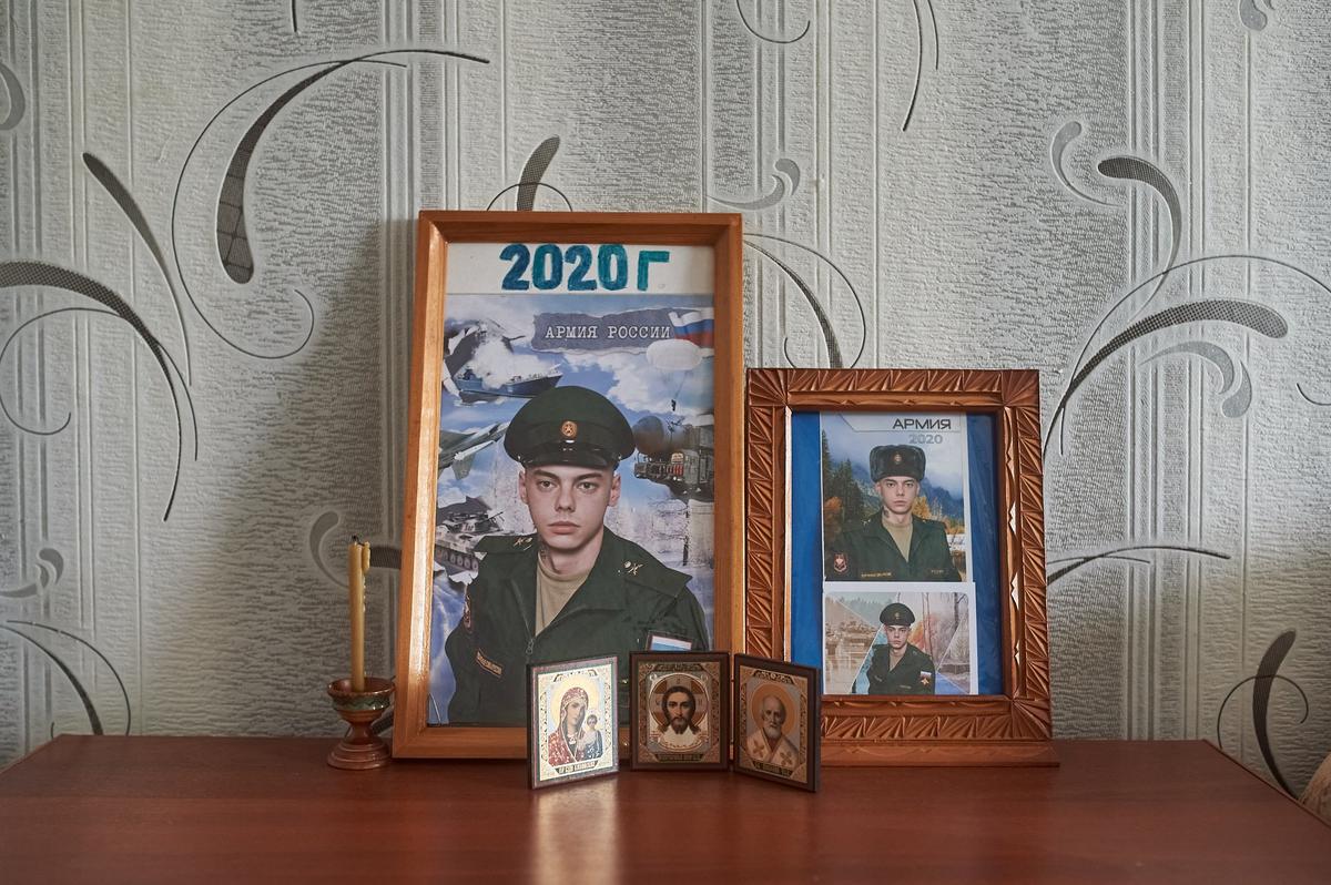 Army photos in Andrey`s room at his grandmother's house