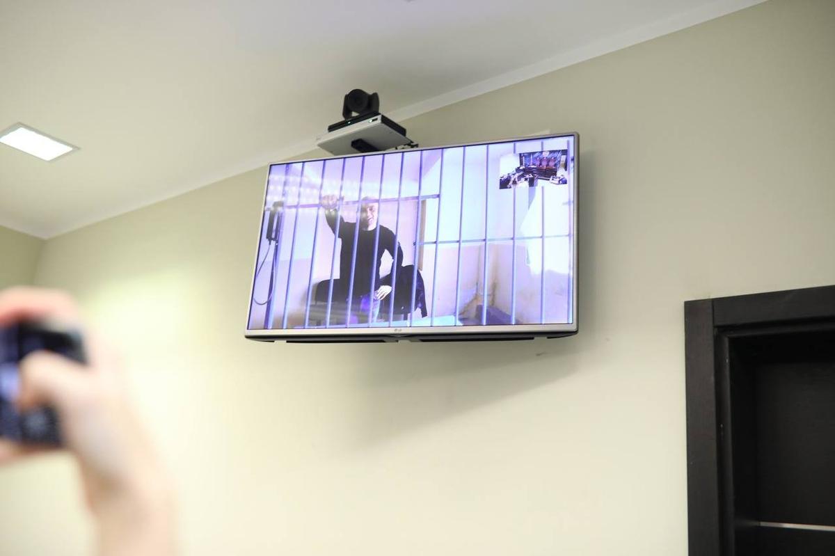 Андрей Пивоваров во время заседания по видеосвязи из СИЗО в Ахтарске. Фото: телеграм-канал «Команда Пивоварова»