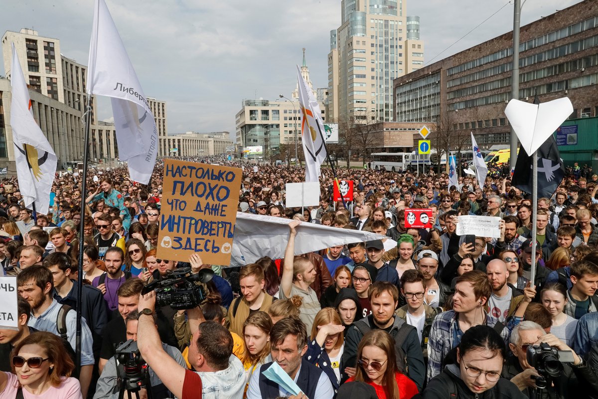 Митинг против решения суда о блокировке Telegram в Москве, 30 апреля 2018 года. Фото: Татьяна Макеева / Reuters / Scanpix / LETA