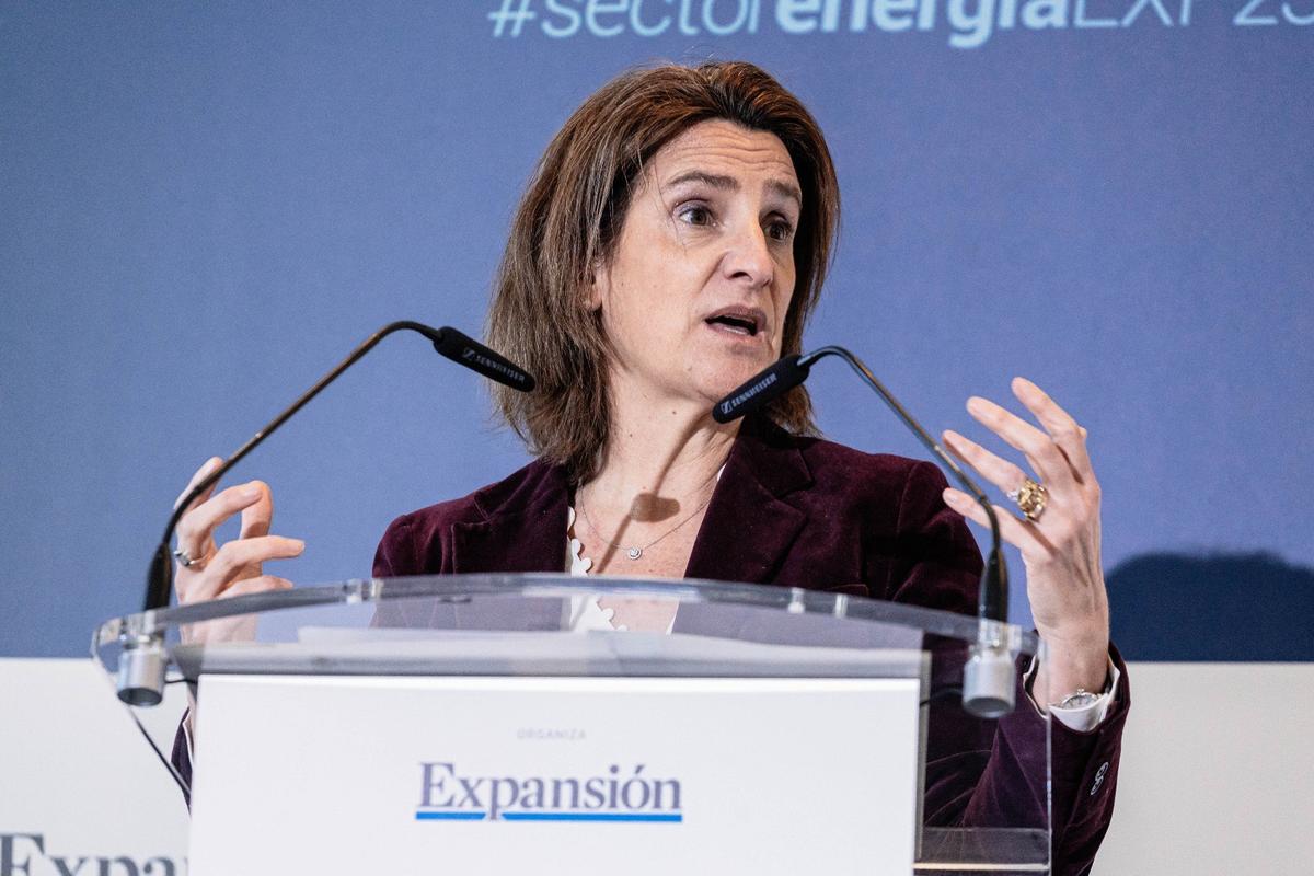 Министр экологического перехода Испании Тереза Рибера выступает на Energy 2023 Meeting в Испании, 24 февраля 2023 года. Фото: Carlos Lujan / Europa Press / Getty Images