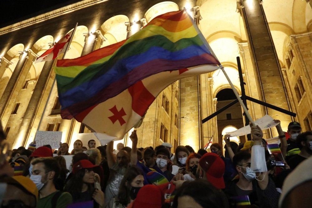 A rally in support of the LGBT community in Tbilisi, July 2021. Photo: EPA-EFE/ZURAB KURTSIKIDZE