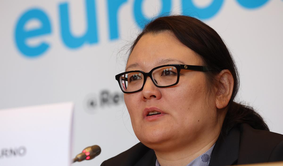 Free Russia Foundation president Natalia Arno at the European Parliament in Brussels, Belgium, 5 June 2023. Photo: EPA-EFE / OLIVIER HOSLET