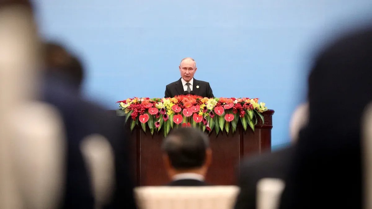 Putin addresses a press conference on 18 October following his visit to China. Photo:  kremlin.ru